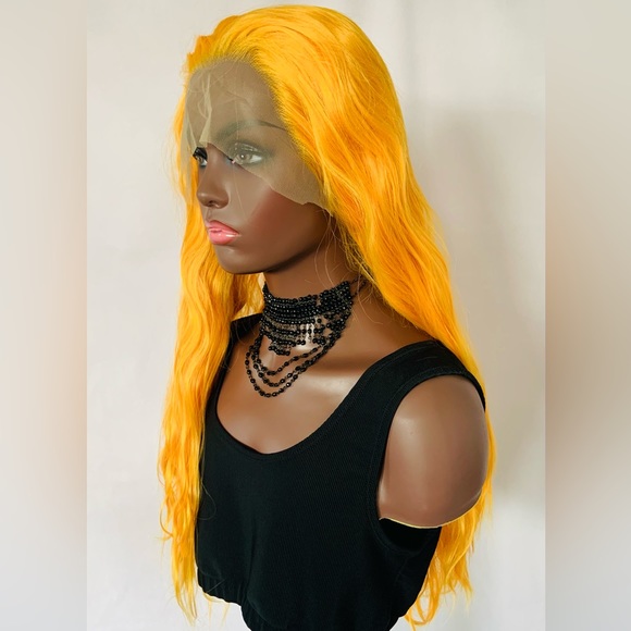 24” Orange Mango Premium Fiber 13x2.5 Lace Front Wig - Picture 7 of 9